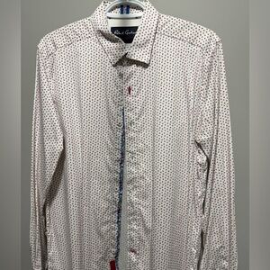 Robert Graham White Shirt with Red and Blue Dots